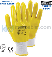 Üniversal 8804 Tam Kaplı Sarı Nitril İş Eldiveni