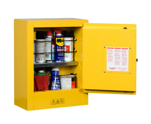 Justrite Manuel Kapatmalı Aerosoller için Mini Taşınabilir Yanıcı Dolabı