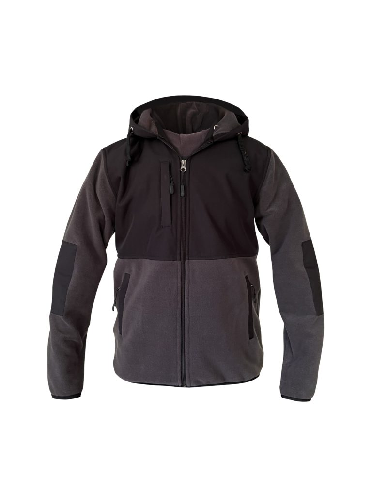 SOFT ŞAPKALI POLAR GRİ SİYAH