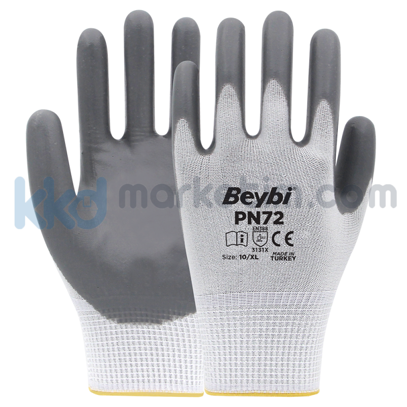 Beybi ﻿PN72 Polyester Örme Nitril Eldiven