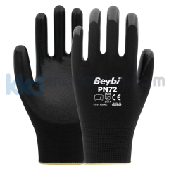Beybi ﻿PN72 Polyester Örme Nitril Eldiven