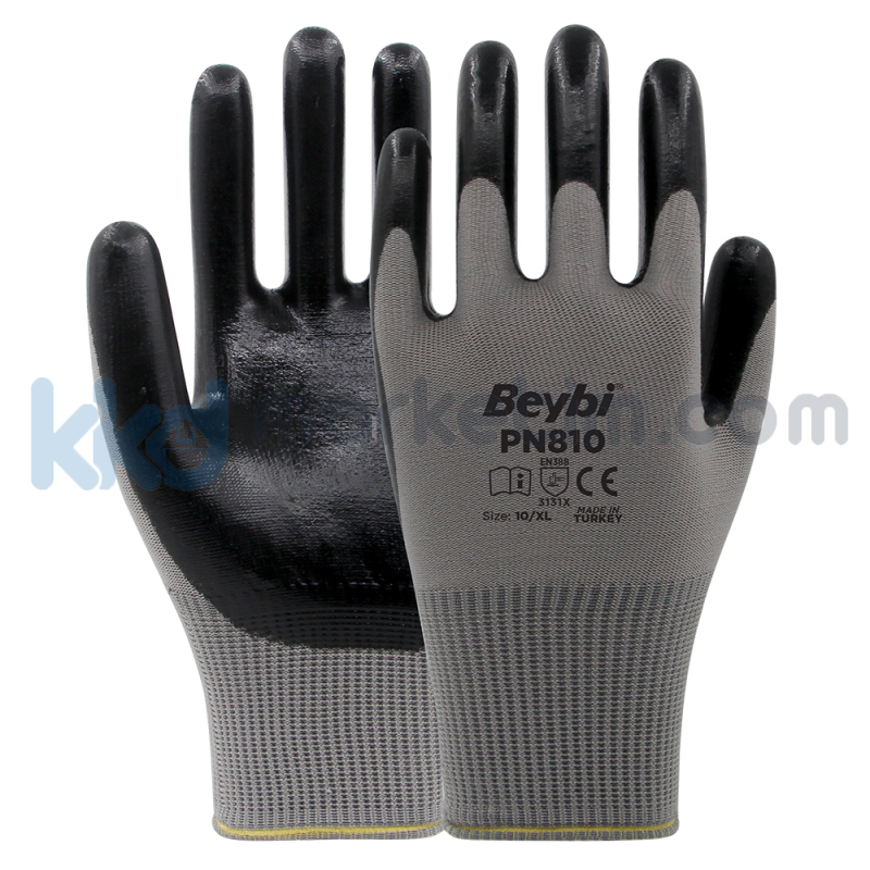 Beybi PN810 Polyester Örme Nitril Eldiven