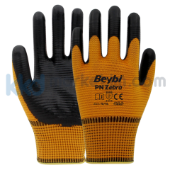 Beybi PN Zebra Polyester Örme Nitril Eldiven