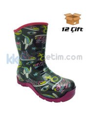 Palalı PVC Çocuk Yağmur Çizmesi - Retro